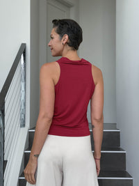 caraucci racerback cowl neck red tank top #color_scarlet