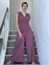  caraucci rose pink cotton one piece ruffle pantsuit with smocked waistband #color_mangosteen