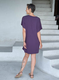 caraucci-woman-wearing-purple-v-neck-tunic-as-a-dress #color_plum