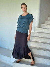 #caraucci women's teal blue lightweight short sleeve loose fit top #color_teal