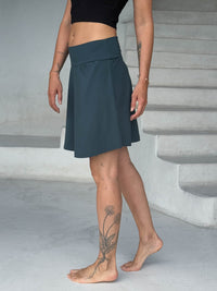 caraucci teal blue skort with relaxed fit and subtle flare #color_teal