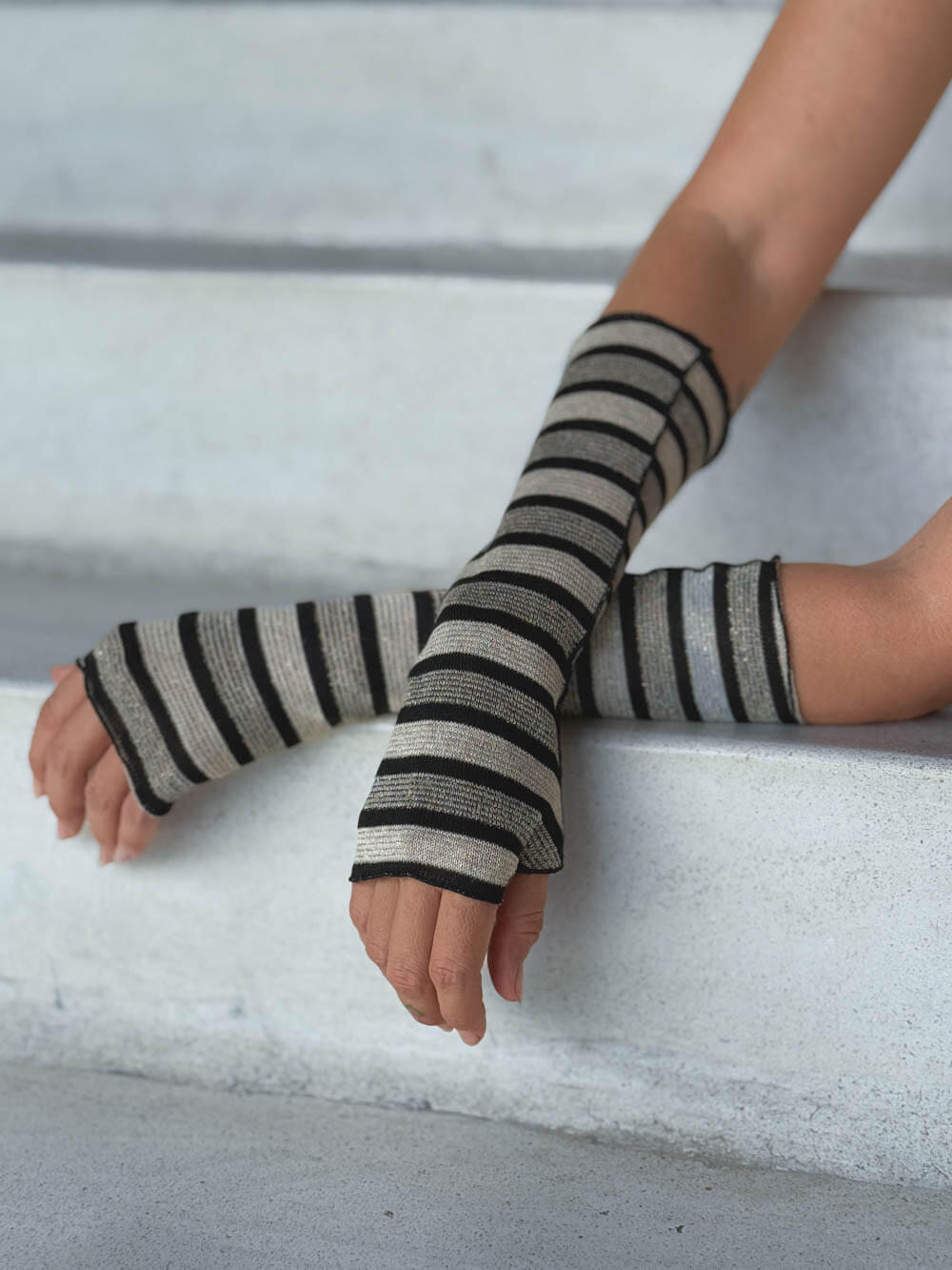 Sparkle Stripe Fingerless Gloves