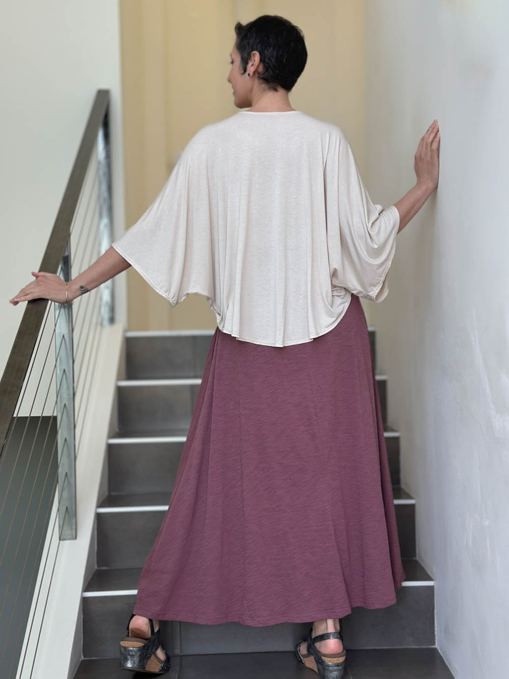 caraucci loose round neck cream dolman sleeve free size top #color_cream