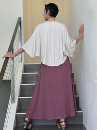 caraucci loose round neck cream dolman sleeve free size top #color_cream