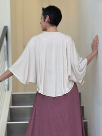 caraucci loose round neck cream dolman sleeve free size top #color_cream