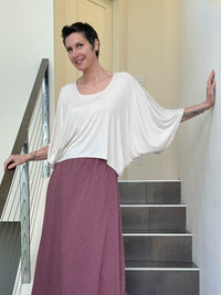 caraucci loose round neck cream dolman sleeve free size top #color_cream