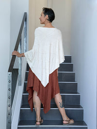 caraucci women's rayon jersey textured cream poncho can be worn multiple ways; dress, skirt, halter top #color_cream