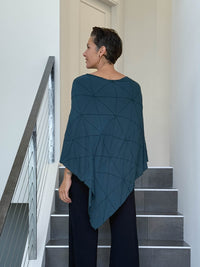 caraucci women's plant based rayon jersey teal blue textured poncho can be worn multiple ways; dress, skirt, halter top #color_teal