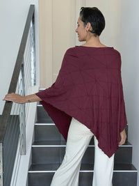 caraucci women's plant based rayon jersey maroon versatile poncho can be worn multiple ways; dress, skirt, halter top #color_wine
