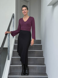 caraucci women's rayon jersey purple long sleeve wrap ballet shrug #color_jam