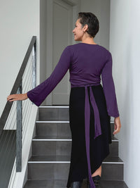 caraucci women's rayon jersey purple long sleeve wrap ballet shrug #color_plum