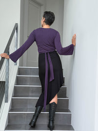 caraucci women's rayon jersey purple long sleeve wrap ballet shrug #color_plum