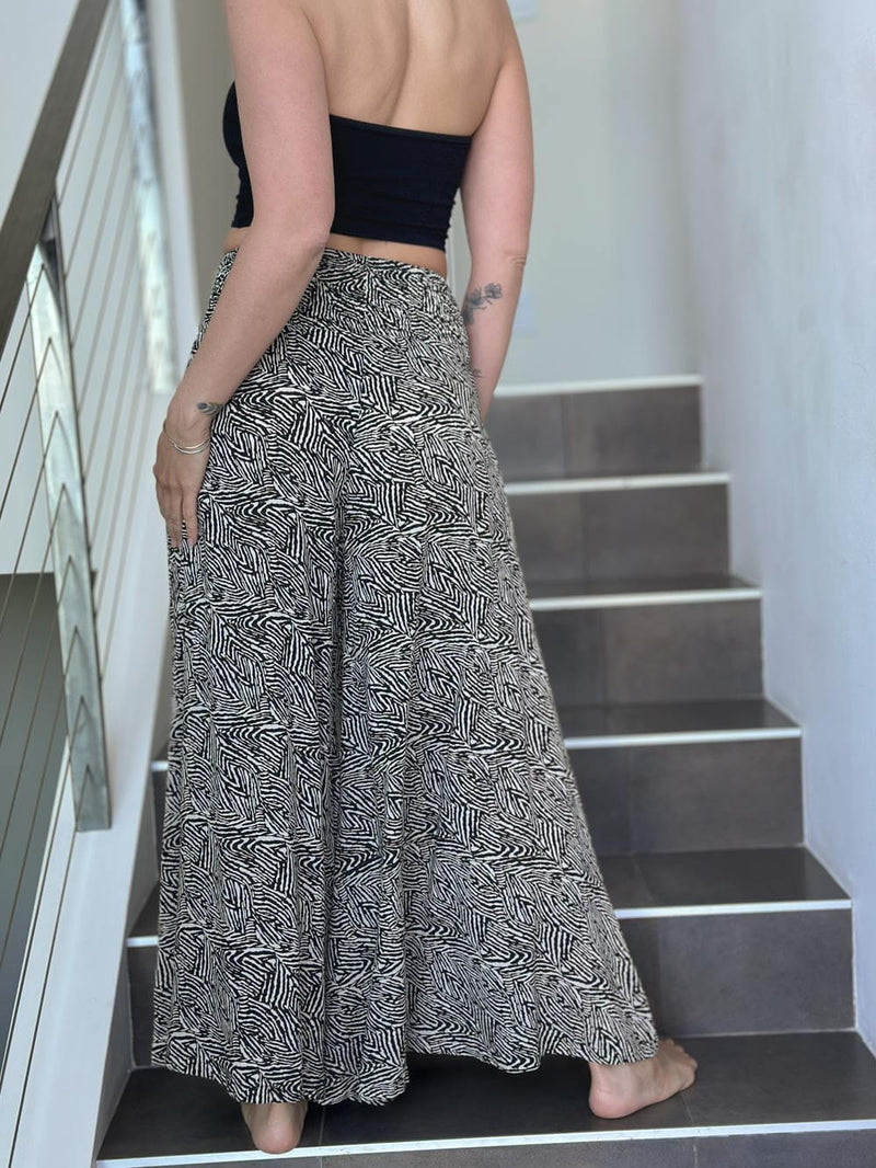 Abstract Print Wide Leg Flow Pant