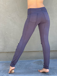 women's steel grey bamboo spandex pants with raised stitch details and 2 zipper pockets #color_steel