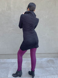 women's plant-based textured jersey long sleeve versatile cowl neck black tunic  #color_black