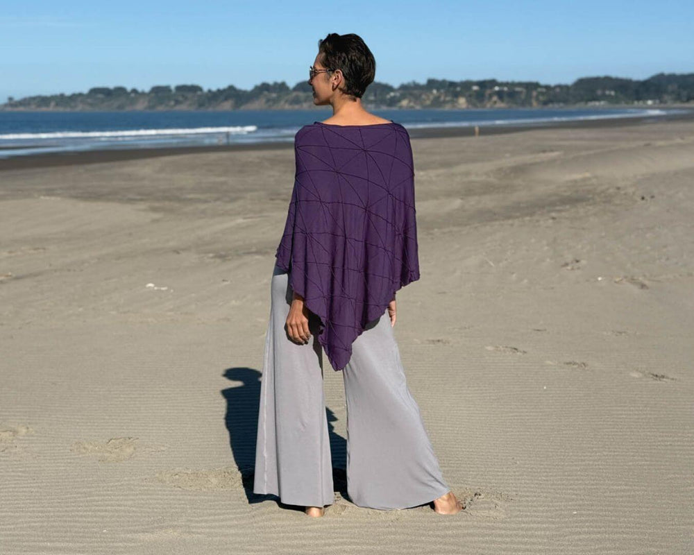 caraucci lightweight textured purple 3 in 1 convertible poncho, top, halter, and skirt