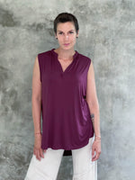 caraucci plant-based soft rayon jersey purple sleeveless loose fit kurta style tunic #color_jam