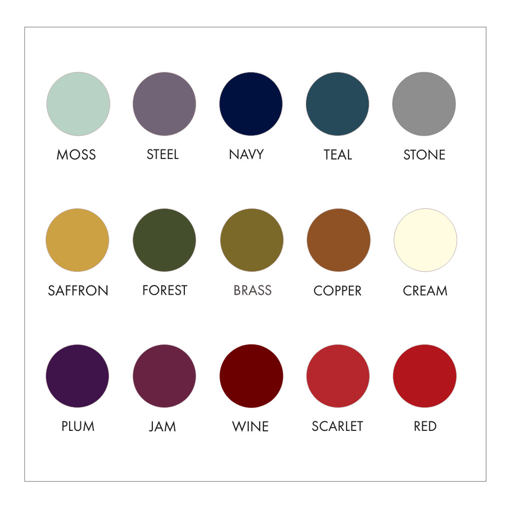 CARAUCCI core color palette for lightweight and midweight rayon jerseys.