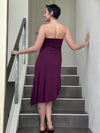caraucci plant-based stretchy jersey pull-on convertible purple asymmetrical midi skirt #color_jam