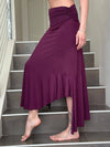 caraucci plant-based stretchy jersey pull-on convertible purple asymmetrical midi skirt #color_jam