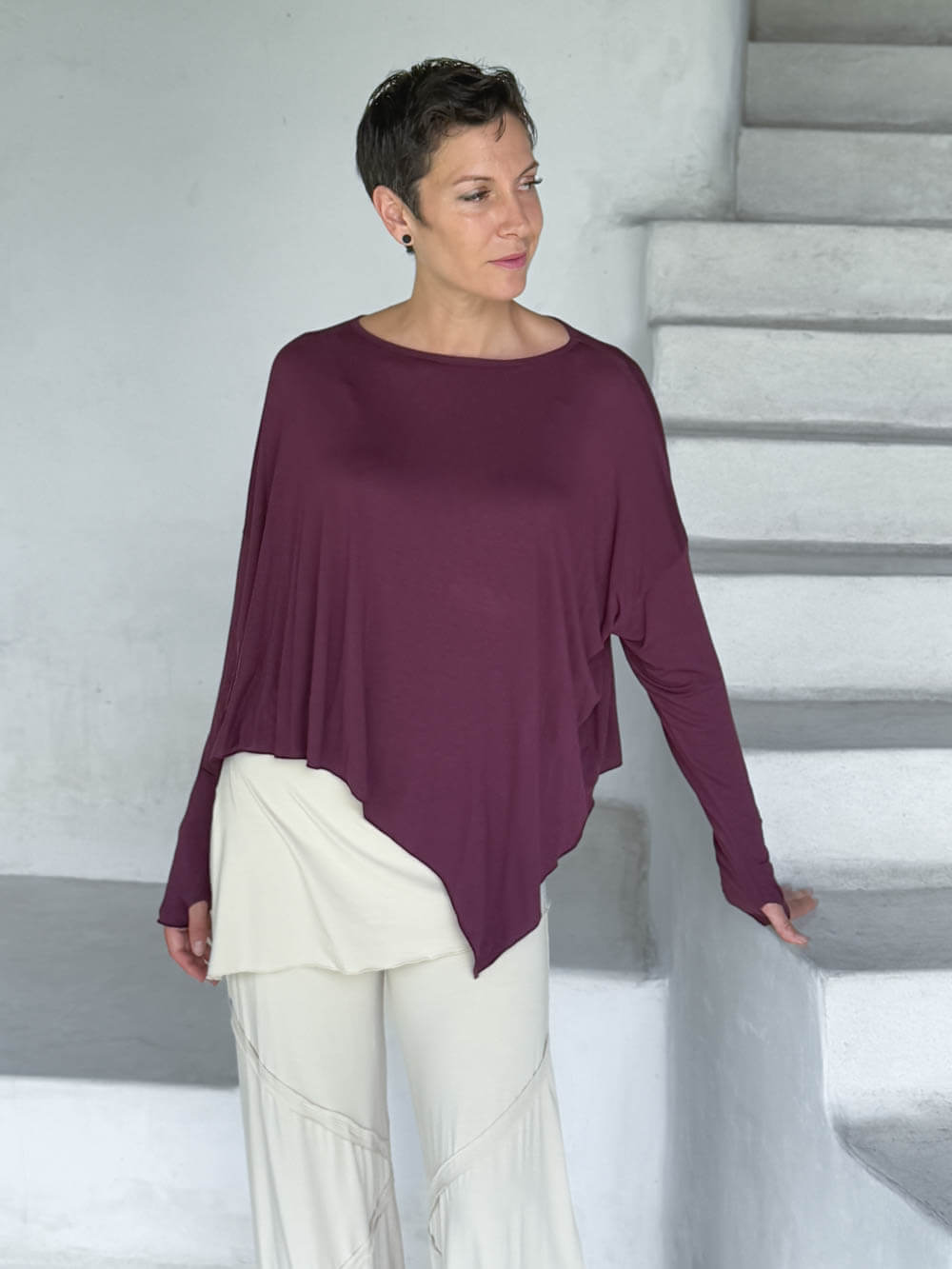 トップス acka asymmetry blouse Plus Women Batwing Sleeve Asymmetrical Hem Solid Blouse Tops