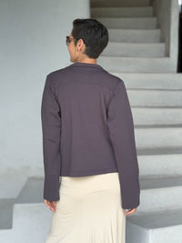 caraucci bamboo fleece steel grey unstructured blazer jacket  #color_steel