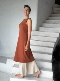 caraucci bamboo fleece orange sleeveless tunic dress #color_copper