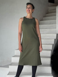 caraucci bamboo fleece forest green sleeveless tunic dress and pocket leggings #color_forest