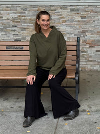 caraucci forest green bamboo cotton fleece eco-pullover sweatshirt with shawl collar #color_forest