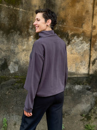 caraucci steel grey bamboo cotton fleece eco-pullover sweatshirt with shawl collar #color_steel