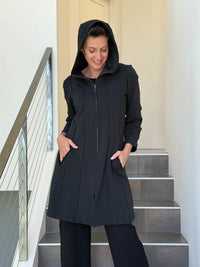caraucci black bamboo fleece hooded jackets with pocket #color_black