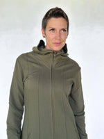 caraucci army green bamboo fleece hooded jackets with pocket #color_forest