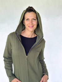 caraucci army green bamboo fleece hooded jackets with pocket #color_forest