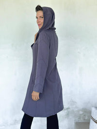 caraucci steel grey bamboo fleece hooded jackets with pocket #color_steel