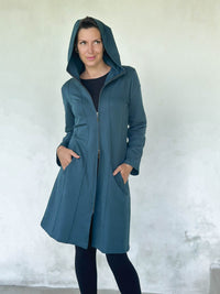 caraucci teal bamboo fleece hooded jackets with pocket #color_teal