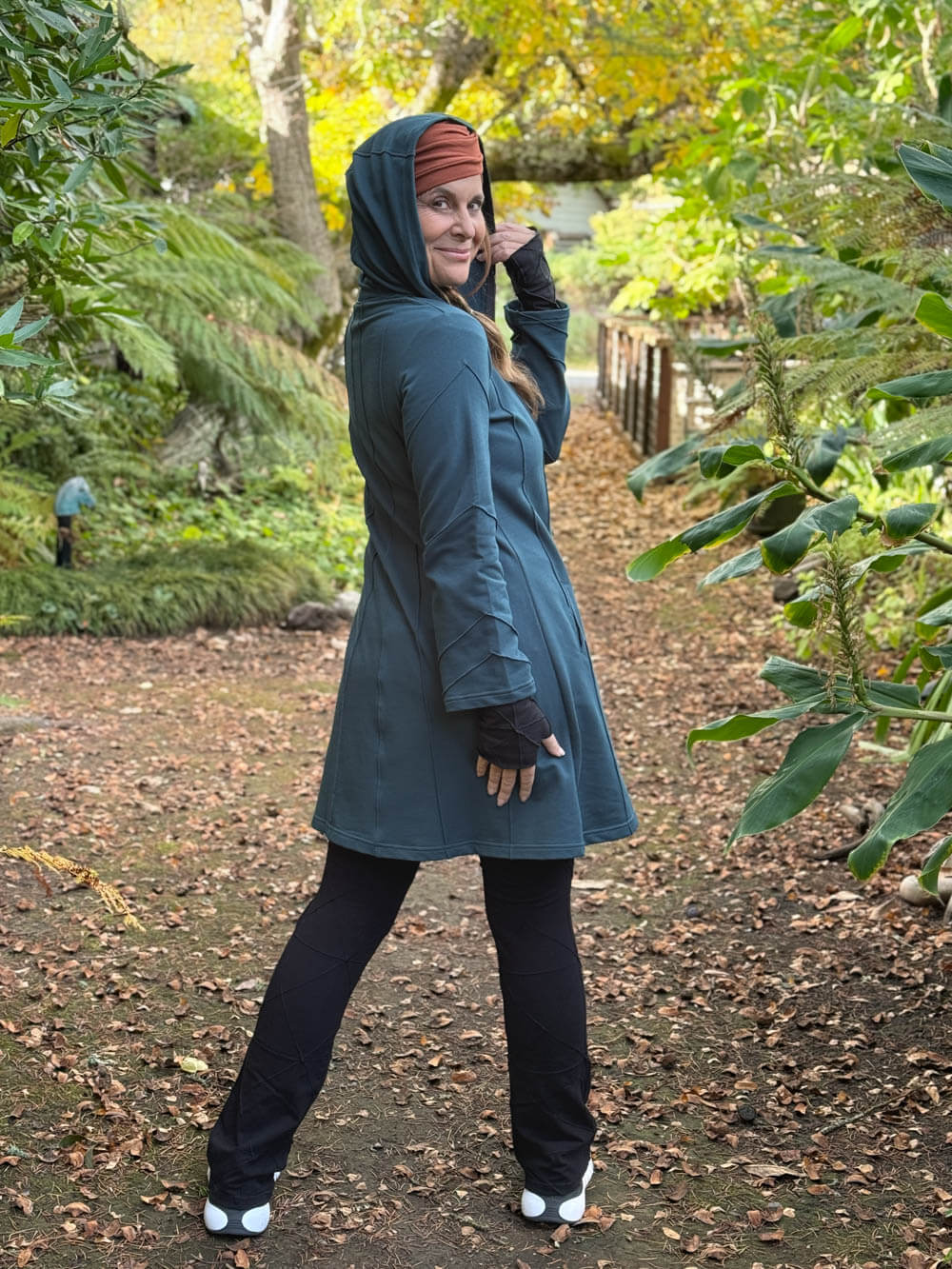 caraucci teal bamboo fleece hooded jackets with pocket #color_teal