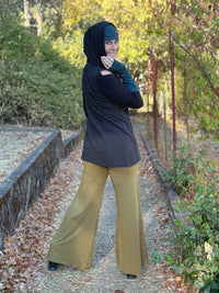 caraucci black bamboo fleece hooded zipper vest with pockets #color_black