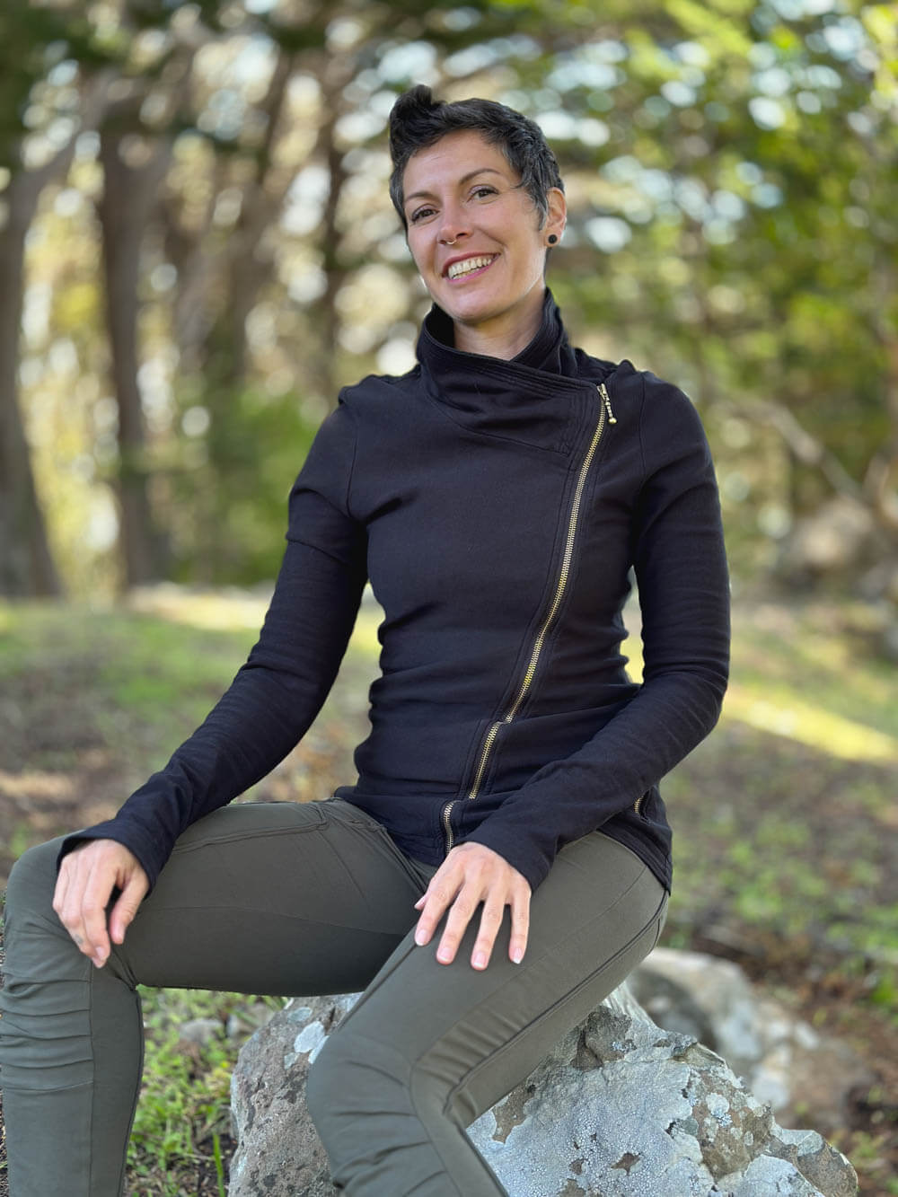 Bamboo Cotton Fleece Zipper Moto Jacket | Women's Eco-Friendly