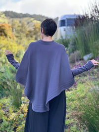 caraucci steel grey bamboo cotton fleece oversized poncho with thumbholes #color_steel