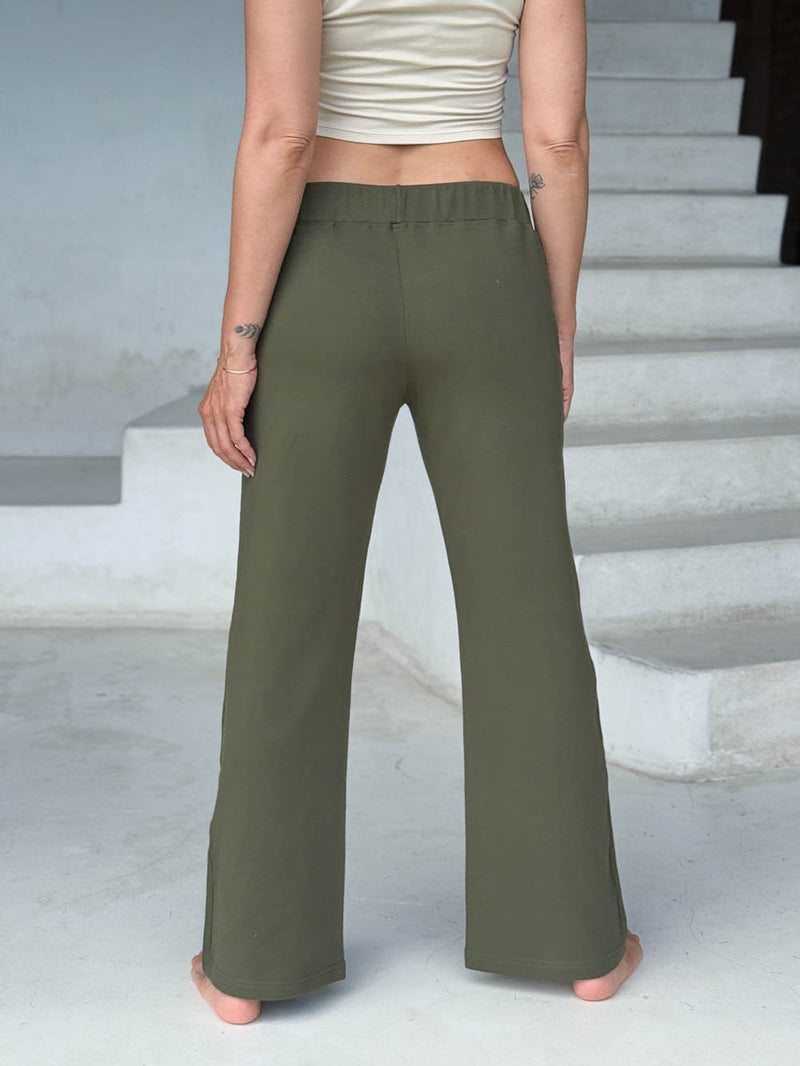 caraucci bamboo fleece olive green pocket sweatpants #color_forest
