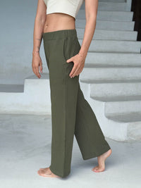 caraucci bamboo fleece olive green pocket sweatpants #color_forest