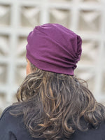 caraucci purple bamboo cotton fleece turban hat #color_jam