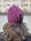 caraucci purple bamboo cotton fleece turban hat #color_jam
