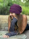 caraucci purple bamboo cotton fleece turban hat #color_jam