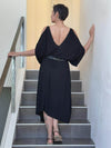 caraucci oversized black bamboo kaftan with open shoulders #color_black