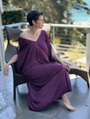caraucci oversized purple bamboo open shoulder kaftan #color_jam