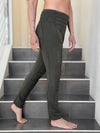 women's army green bamboo pants with raised stitch details and 2 zipper pockets #color_forest