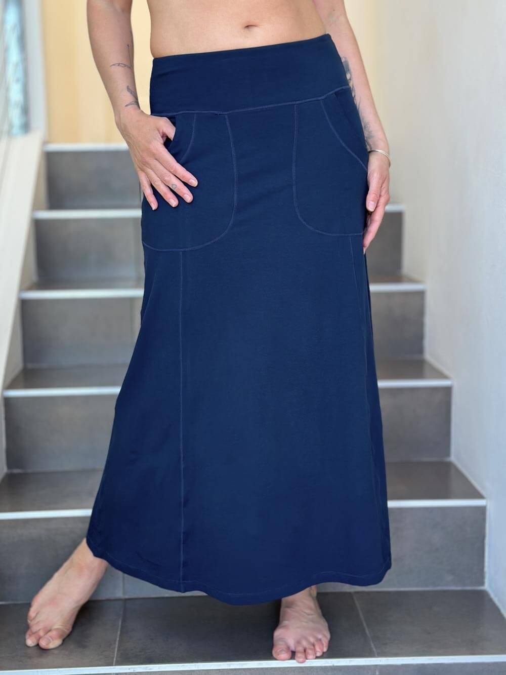 Navy blue skirts with pockets hotsell