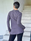 caraucci women's steel gray bamboo cotton fleece pullover with kangaroo pocket #color_steel
