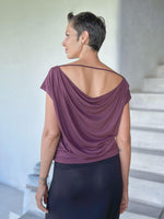 caraucci bamboo jersey purple reversible cap sleeve top #color_jam